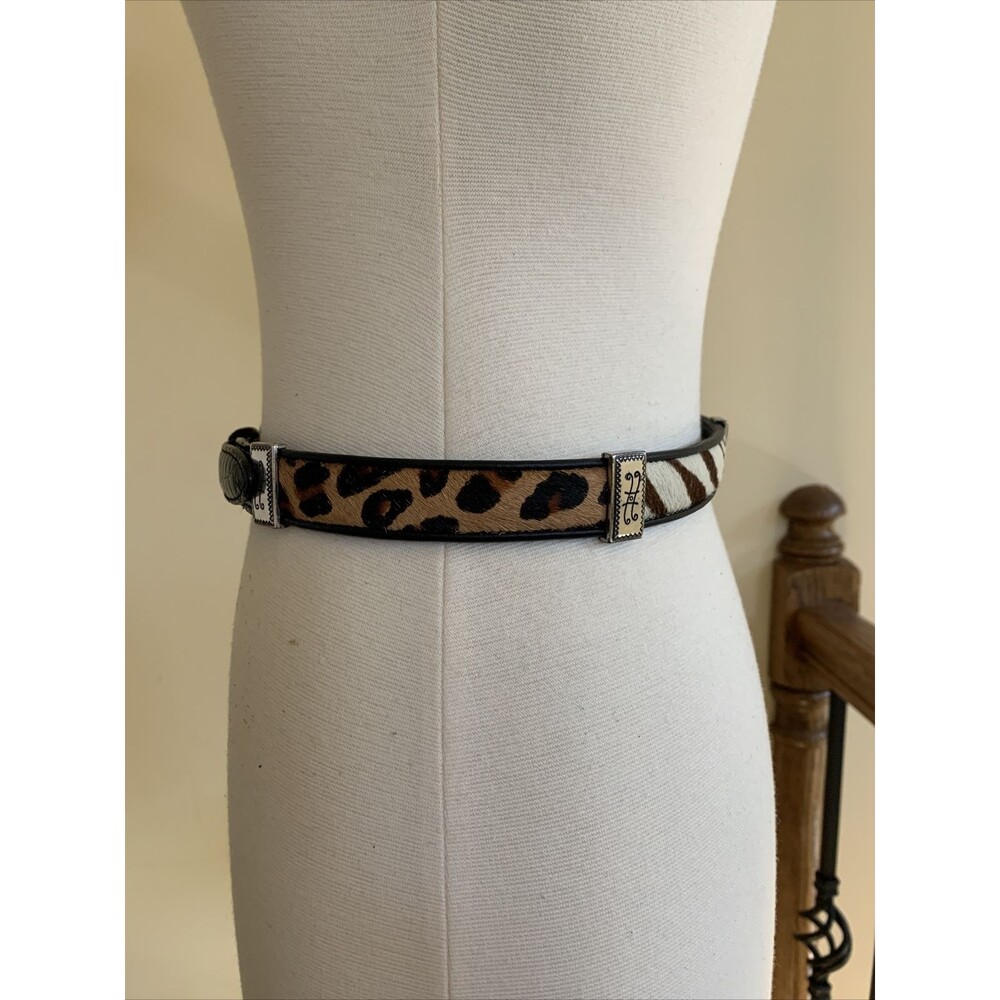 Brighton Women's Cheetah Zebra Fur/Leather Belt Silver Buckle/Trim # 03903 Sz 28 - Picture 4 of 7